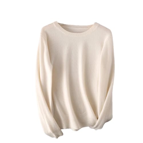 DBFBDTU Frauen Wolle O-Neck Strickpullover Pullover Leichte Warme Pullover, weiß, S von DBFBDTU