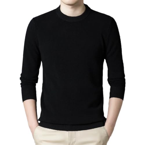 DBFBDTU Herbst Winter Wollpullover Herren Rundhals Dünner Strickpullover Black M-110 von DBFBDTU