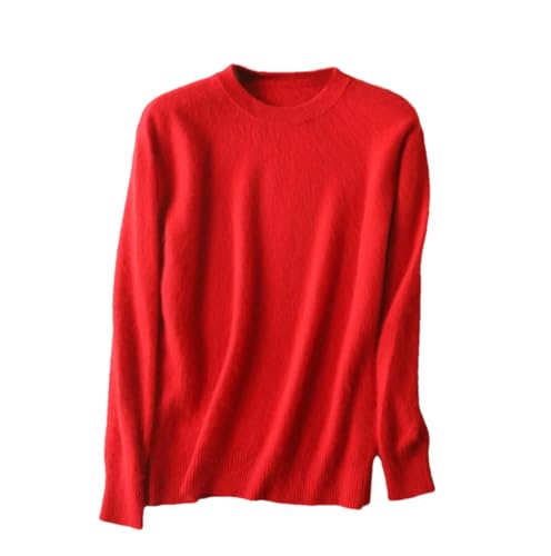 DBFBDTU Herren Kaschmir Pullover Warm Crewneck Langarm Pullover Herren Pullover, rot, XXXL von DBFBDTU