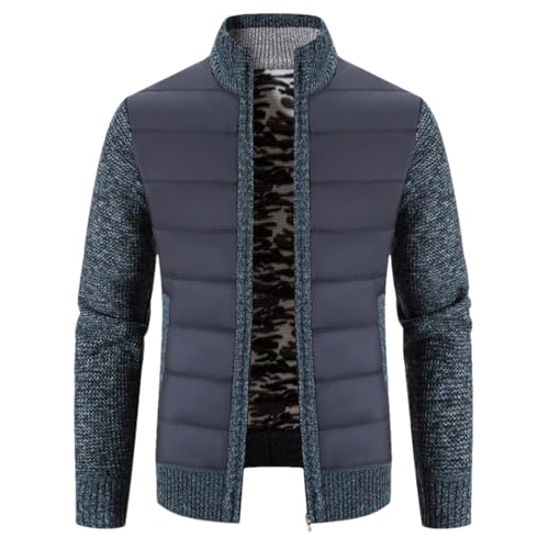 DBFBDTU Herren Stehkragen Pullover Jacke Lose Strick Cardigan Winter Warm Reißverschluss Kleidung, marineblau, Medium von DBFBDTU