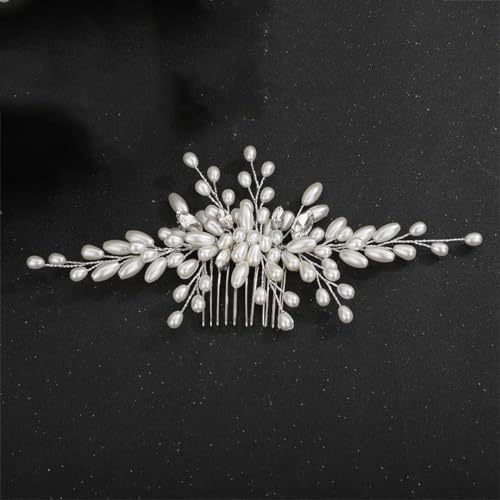 Haarkamm für Damen, Perlen, Strass, Brautschmuck, Hochzeitskopf, Accessoires, Handmde, Party, Kopfschmuck, Silber von DBFBDTU