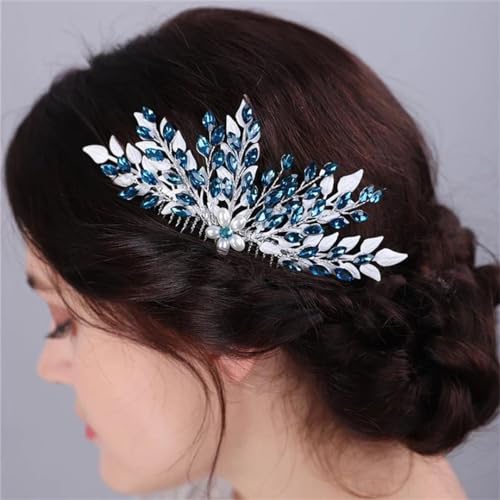 Strass Hochzeit Haarkämme Perle Braut Kopfschmuck Frauen Haarschmuck Kopfschmuck Tiara Rose Rot von DBFBDTU