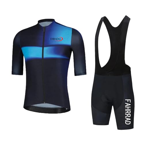 DBHDG Herren Fahrradanzug Kurzarm Fahrradbekleidung Set +Radhose mit 9D Gel Sitzpolster, Atmungsaktiv und Schnell Trocknend Radtrikot (TYPE-9,M) von DBHDG