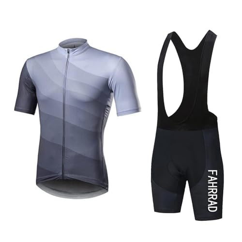 DBHDG Herren Radtrikot Set Kurzarm Fahrradtrikot Set+Radhose mit 9D Gel, Atmungsaktiv Radsport Anzüge Herren Kurzarm Trikots (Grau-1,5XL) von DBHDG