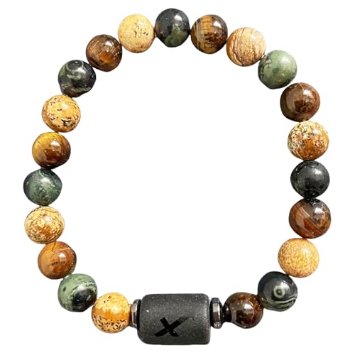 DBHDG Sternzeichen-Perlenarmband für Männer – Gewichtete Pulsera Para Hombre mit Natursteinperlen, spiritueller Heilschmuck als Geschenk (Schütze) von DBHDG