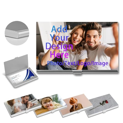 DBLXYAN Aluminium-Visitenkartenetui, Personalisierbar mit Foto/Text/Logo, Schlank und Tragbar, Ideal für Geschäftstreffen, Einzigartiges Geschenk für Damen und Herren DBLXYAN Aluminium-Visitenkartenetui, Personalisierbar mit Foto/Text/Logo, Schlank und Tragbar, Ideal für Geschäftstreffen, Einzigartiges Geschenk für Damen und Herren von DBLXYAN