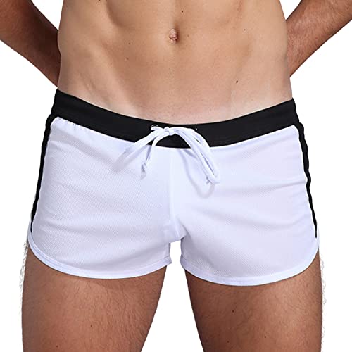 DBMZV Badehose Herren Badeshorts Sommer Hawaii Shorts Strandshorts Schnelltrocknend Schwimmhose Surfn Boardshorts für Männer mit Mesh Futter S-3XL, Schlupfhosen Outdoor Hosen Sweatpants(Weiß,S) von DBMZV