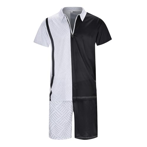 DBMZV Herren 2-Teilig Set 2-Teilige Herren Jogging Anzug Trainingsanzug Sportanzug Aus Baumwolle Fitnessraum Kurzarm Oben+ Hose Tracksuit Atmungsaktiv Hausanzug Set Trainingsanzug Muttertag von DBMZV