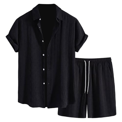 DBMZV Herren 2-Teilig Set 2-Teilige Herren Jogging Anzug Trainingsanzug Sportanzug Aus Baumwolle Fitnessraum Kurzarm Oben+ Hose Tracksuit Atmungsaktiv Hausanzug Set Trainingsanzug Valentinstag von DBMZV