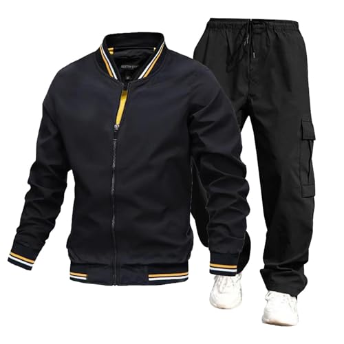 DBMZV Herren 2-Teilig Set Trainingsanzug Herren 2 Pcs Jogginganzug Set mit Taschen Baumwolle Hoodies mit Hose Männer Baggy Sportanzug Basic Freizeitanzug Thermo Anzug Herren Weihnachten von DBMZV