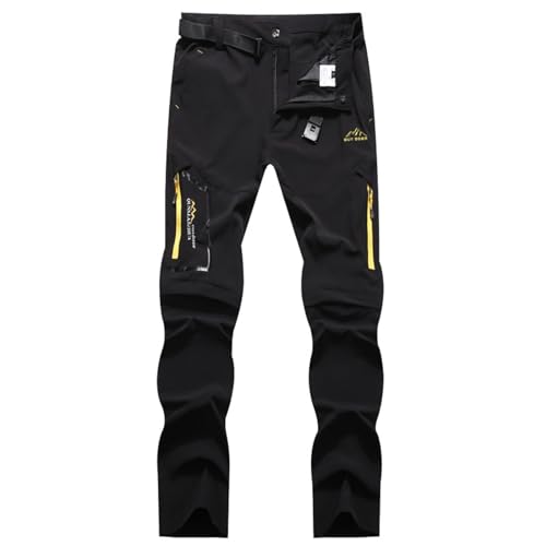 DBMZV Herren Hose Sommer Baumwolle Cargohosen Arbeitshosen Männer Leichte Sommerhose mit Freizeit Pants Locker Jogginghose mit Reisverschlusstaschen, Sporthose Gym Shorts Jogger(Schwarz,L von DBMZV
