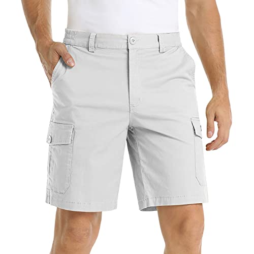 DBMZV Herren Outdoor Shorts mit 6 Taschen Sommer Wandershorts Stretch CargoShorts Bermuda Kurze Golfshorts Atmungsaktive CapriShorts für Wandern Radfahren, Badehose Boxershorts Pants(Weiß,L) von DBMZV