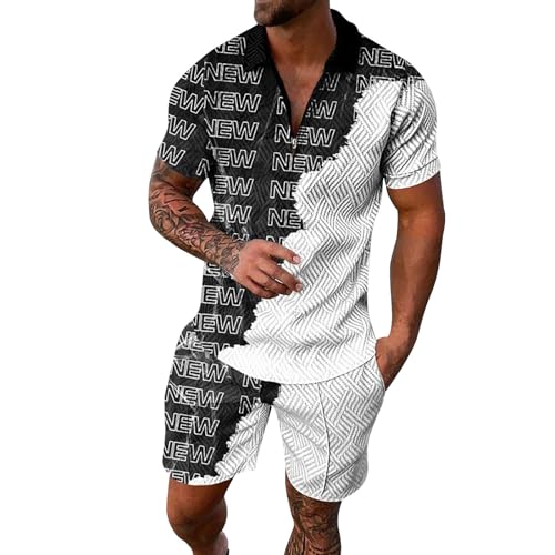 DBMZV Herren Poloshirt Baumwoll Polohemd Regular Fit Bequemes Sommershirts Hochwertig Stilvoll Modisch Funktionsshirt Atmungsaktives Polohemden, Ringelshirt unterhemd rotes Oberteil(Weiß,4XL) von DBMZV
