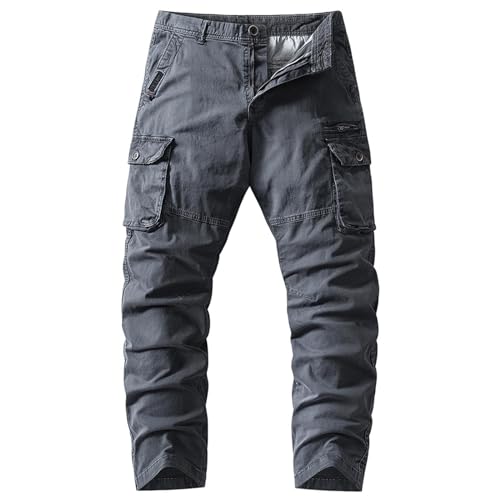 DBMZV Herren Zip Off Sommerhose Wanderhose Abnehmbar Outdoorhose Atmungsaktiv Leichte Trekkinghose Schnelltrocknend Hose mit 6 Taschen für Urlaub Beach, Schlupfhosen Kurze Hosen Jogger(Grau,29) von DBMZV