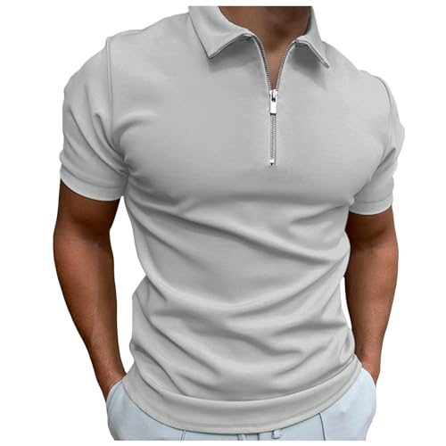 DBMZV Herren große Größen Übergrößen Polohemden Menswear Poloshirts Basic - gekämmte Baumwolle Shirts Atmungsaktives Poloshirt Langarmshirt jeanshemden neopren Oberteil(GrauL) von DBMZV