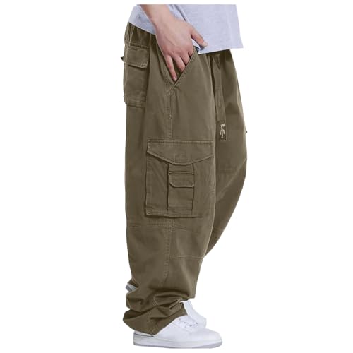 DBMZV Outdoor Hose Herren Sommerhose Zwei Teile zerlegbar Sonnenschutz Schnell Trocknend Wanderhose Baumwollehose Funktionshose mit Gürtel für Alltag, Abreißhose Kurze Hosen joggpants(Grün,3XL) von DBMZV