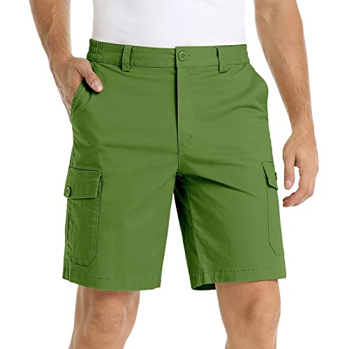 DBMZV Sommer Shorts Herren Cargo Kurze Hosen Stretch Leicht Chino Stoffshorts Sport Relaxed Fit Wanderer Camping Funktionshose mit Multi Taschen, Funktionshose Chino Hose joggpants(Grün,4XL) von DBMZV