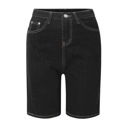 Damen Jeanshose Damen Jeansshorts Basic in Aged-Waschung Jeans Bermuda-Shorts High Waist Denim Kurze Hose Sommer Mode Destroyed Loch Hotpants Quaste Jeans Shorts Jeans Damen Straight Muttertag von DBMZV