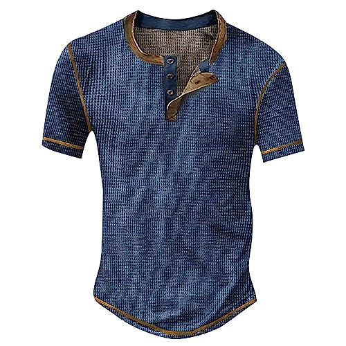 Herren Basic Kurzarm T-Shirt mit V-Ausschnitt aus biologischer Baumwolle Poloshirt Einfarbig Polohemden Freizeit Polohemd Basic Golfshirts, Rippshirt Sport Tops Longbluse(Dunkelblau,3XL) von DBMZV