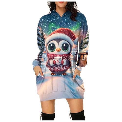 Weihnachtspullover Damen Weihnachtspullover Rundhals Langarm Strickpulli mit Rentier Schneeflocken Weich Warm Norwegerpullover für Winter Hoodie Heiligabend von DBMZV