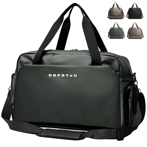 DBPBToU Groß Sporttasche Damen Herren, Reisetasche mit Schuhfach und Nassfach, Expandierbare Reisetasche am Boden, wasserdichte Weekender Bag Handgepäck Tasche (Grün) von DBPBToU