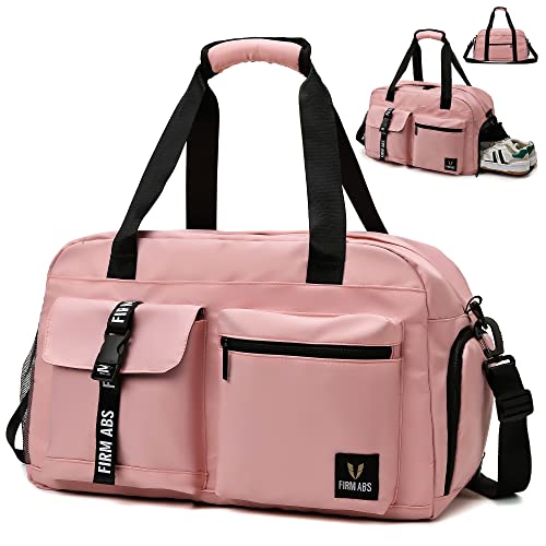 DBPBToU Sporttasche Damen Herren, Reisetasche mit Schuhfach, Trainingstasche mit Nassfach, wasserdichte Weekender Bag, Gym Bag/Schwimmtasche/Saunatasche Verwendet Werden kann (rosa) von DBPBToU