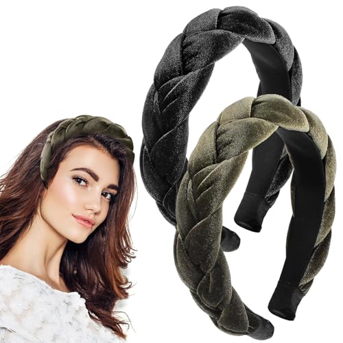 2Stks Samt Geflochtene Stirnbänder, Dickes Gepolsterter Vintage Haarreif, Breiter Velours Stirnband, Rutschfestes Braut Geflochtenes Haarband, Süßes Geflochtener Stirnbänder für Mädchen Frauen 2Stks Samt Geflochtene Stirnbänder, Dickes Gepolsterter Vintage Haarreif, Breiter Velours Stirnband, Rutschfestes Braut Geflochtenes Haarband, Süßes Geflochtener Stirnbänder für Mädchen Frauen von DBTW