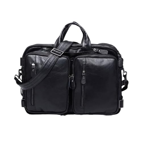 DBVYUC Business-Handtaschen Aktentaschen Herren-Messenger-Schultertaschen Leder-Tragetaschen Laptop-Taschen Rucksäcke(Black) von DBVYUC