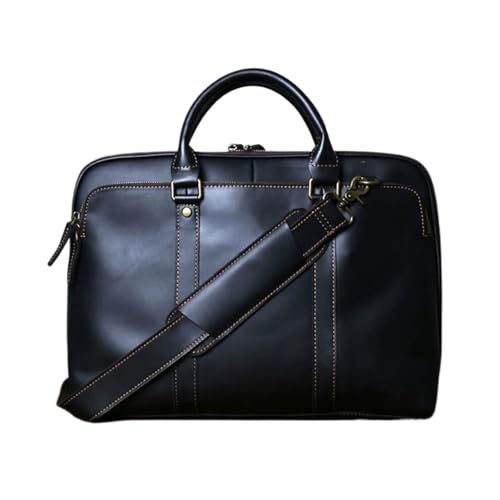 DBVYUC Echtes Leder Messenger Schultertaschen Handtaschen Aktentaschen Herren Laptop Taschen Tragetaschen(Black) von DBVYUC