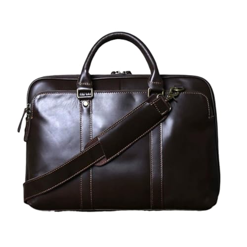 DBVYUC Echtes Leder Messenger Schultertaschen Handtaschen Aktentaschen Herren Laptop Taschen Tragetaschen(Brown) von DBVYUC