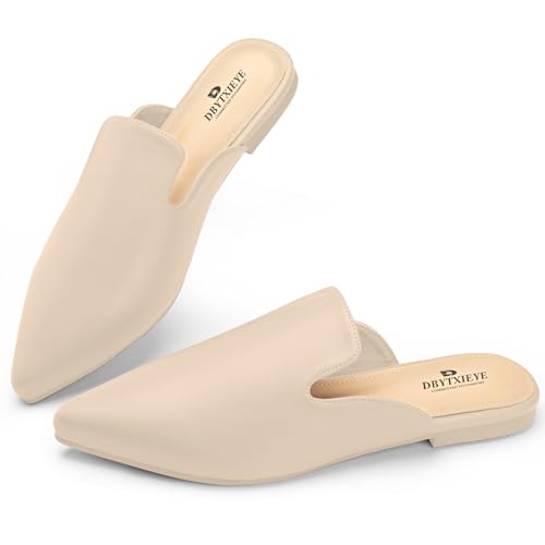 DBYTXIEYE Pantoletten für Damen mit Memory-Schaum – Loafer mit spitzem Zehenbereich, Beige, 37 EU von DBYTXIEYE
