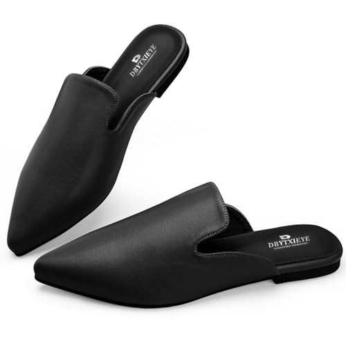 DBYTXIEYE Pantoletten für Damen mit Memory-Schaum – Loafer mit spitzem Zehenbereich, Schwarz, 38 EU von DBYTXIEYE