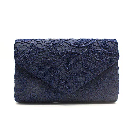 DBromanticArt Clutch Bag Damen Elegant Strass Abendhandtasche Umschlagtasche mit Kette Umhängetasche Brauttasche, Blau von DBromanticArt