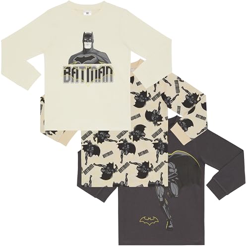 Batman 3er-Pack Langarm-T-Shirts aus 100% gekämmter Baumwolle, Mehrfarbig, 9-10 Jahre von DC Comics