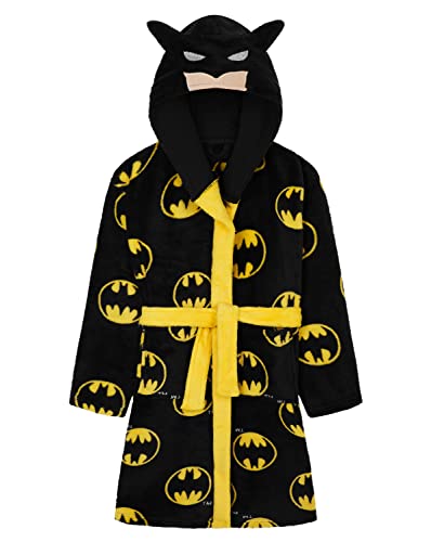 DC Comics Batman Bademantel Kinder Jungen, Fleece Morgenmantel Jungen Dressing Gown mit Kapuze (11-12 Jahre, Schwarz) von DC Comics