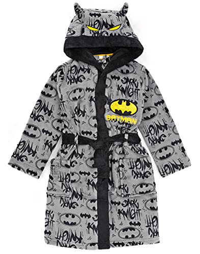 DC Comics Batman Dressing Gown Jungen Kinder Grau Dark Knight PJS Bademantel 10-11 Jahre von DC Comics