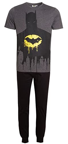 DC Comics Batman Herren Pyjama für Herren, kurzärmeliges T-Shirt + Loungehose, Geschenkset, Schwarz , M von DC Comics