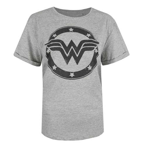 DC Comics Damen Wonder Woman Metallic Logo T-Shirt, Grau (Sport Grey SPO), 38 (Herstellergröße: Medium) von DC Comics