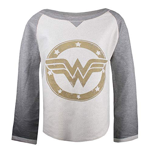 DC Comics Damen Wonderwoman Gold Logo Sweatshirt, Grau (Grau/Ecru SPO), 42 von DC Comics