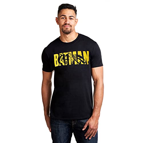 DC Comics Herren Batman Text T-Shirt, Schwarz (Black Blk), X-Large von DC Comics