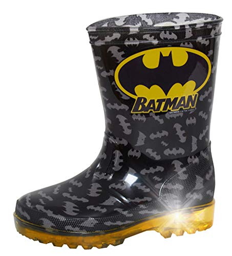 DC Comics Jungen Gummistiefel, Batman-Design, leuchtend, für Kinder, Schwarz - Schwarz - Größe: 24 EU von DC Comics