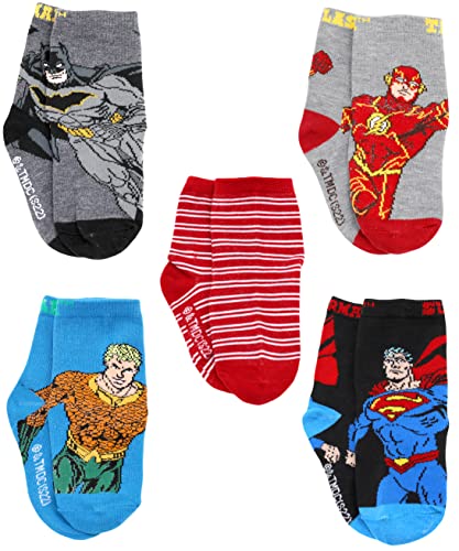 DC Comics Little Boy's Justice League Superhero Crew Socken, 5er-Pack, Charcoal Heather, Small von DC Comics