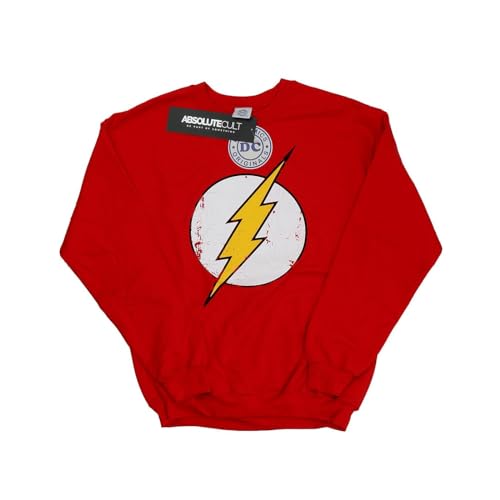 DC Comics Mädchen Flash Distressed Logo Sweatshirt 5-6 Years Rot von DC Comics