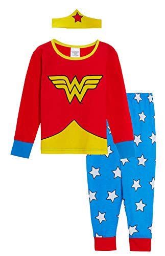 DC Comics Mädchen Pyjama mit Wonder Woman, volle Länge Gr. 9-10 Jahre, rot von Lora Dora