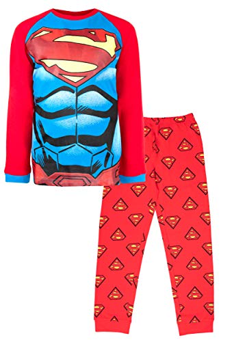 DC Comics Pyjamaset für Jungen von 3-10 Jahren | Langärmelige Superman-PJs | Superman-Kostüm aus 100% Baumwolle | Offizielle Ware | Geschenk für Jungen 4-5 Jahren von DC Comics