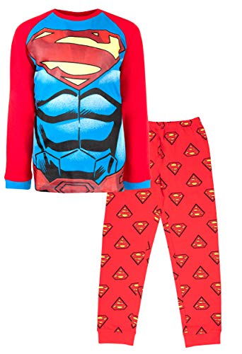 DC Comics Pyjamaset für Jungen von 3-10 Jahren | Langärmelige Superman-PJs | Superman-Kostüm aus 100% Baumwolle | Offizielle Ware | Geschenk für Jungen 5-6 Jahren von DC Comics