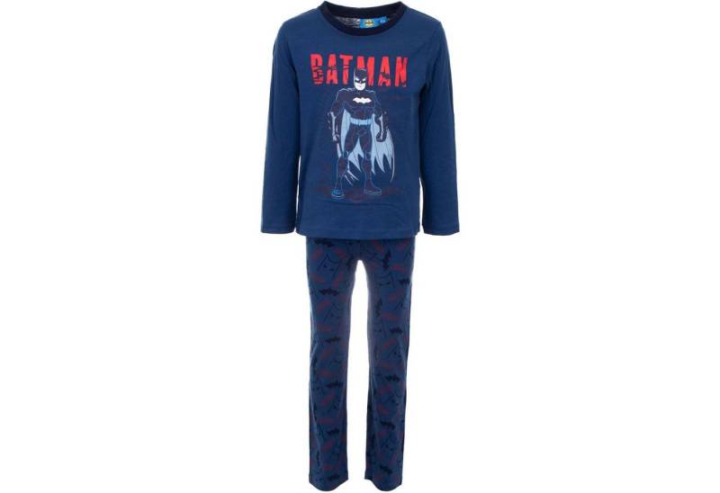 DC Comics Schlafanzug Classic Batman Kinder Pyjama Gr. 98 bis 128, Baumwolle, Blau oder Rot von DC Comics