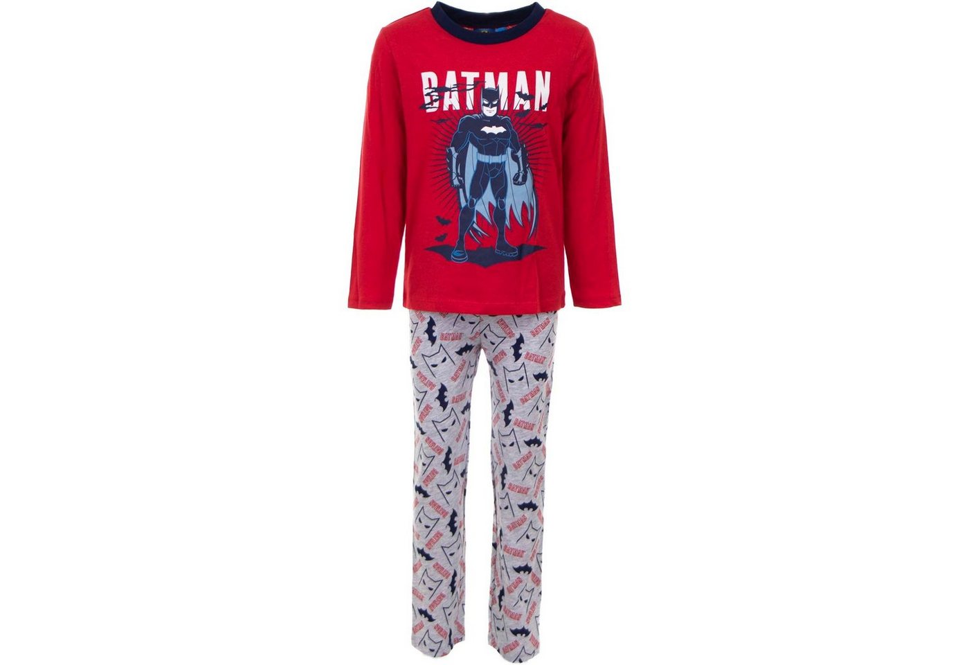 DC Comics Schlafanzug Classic Batman Kinder Pyjama Gr. 98 bis 128, Baumwolle, Blau oder Rot von DC Comics