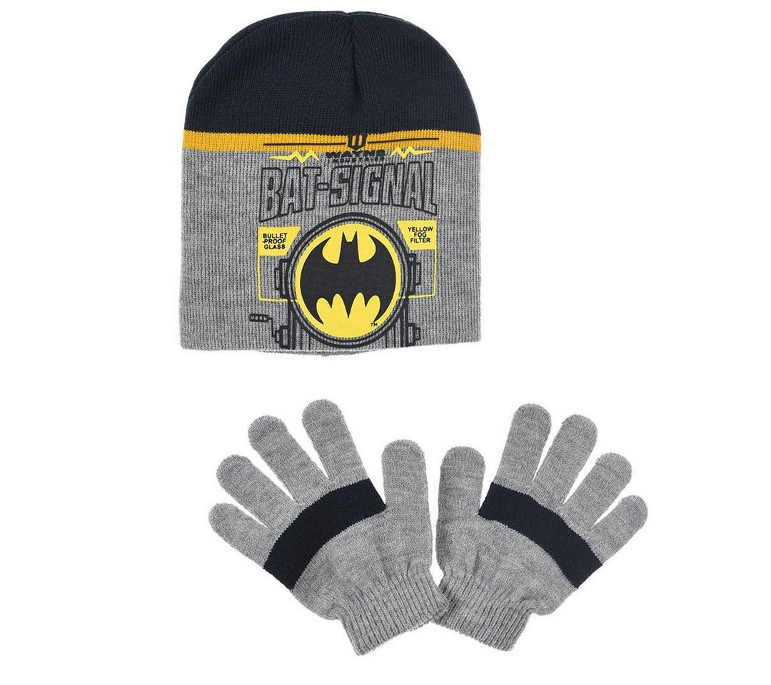 DC Comics Schlupfmütze Batman Kinder 2tlg Set Herbst Wintermütze plus Handschuhe (2-St) 52 oder 54 von DC Comics