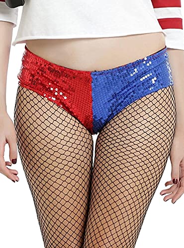 DC Comics Suicide Squad Harley Quinn Kostüm Pailletten Hot Pant Slip Unterwäsche, Multi, L von DC Comics